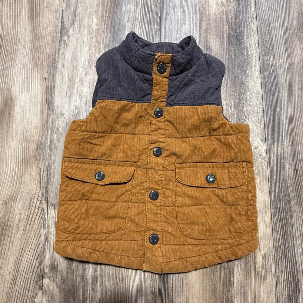Tommy Bahama Puffer Vest Brown Navy Corduroy Cabincore 2T
